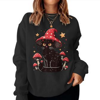 Cute Cottagcore Cat Mushroom Hat Kawaii Vintage Aesthetic Women Sweatshirt - Monsterry DE