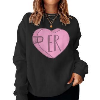 Cute Er Nurse Candy Heart For Valentines Day Scrub Top Women Sweatshirt - Monsterry