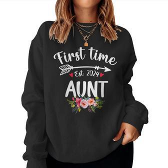 Cute First Time Aunt Est 2024 Promoted To New Aunt Women Sweatshirt - Seseable
