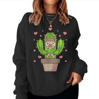 Cute Hedgehog Cactus Pun Women Sweatshirt - Thegiftio UK