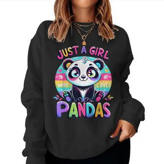 Cute Kawaii Colorful Just A Girl Who Loves Pandas Women Sweatshirt - Thegiftio UK