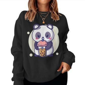 Cute Kawaii Panda Drinks Boba Bubble Tea Kawaii Aesthetic Women Sweatshirt - Monsterry DE