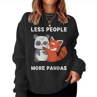 Cute Kawaii Red Panda Less People More Pandas Women Sweatshirt - Thegiftio UK