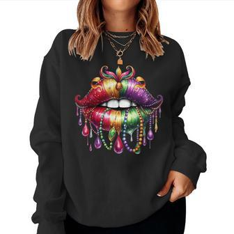 Cute Lips Mardi Gras For Girls Carnival Party Women Sweatshirt - Seseable