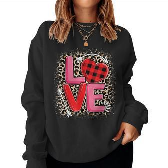 Cute Love Heart Leopard Print Valentines Day Girls Women Sweatshirt | Mazezy