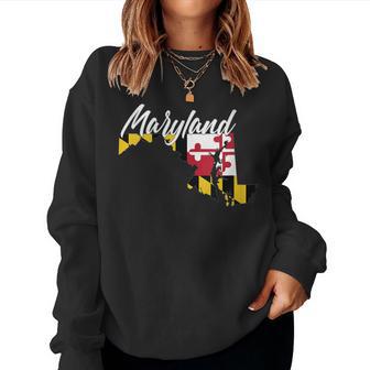 Cute Maryland Map Flag State Pride Women Sweatshirt - Monsterry DE