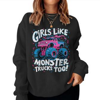 Cute Monster Truck Birthday Party Girl Like Monster Truck Women Sweatshirt - Monsterry UK