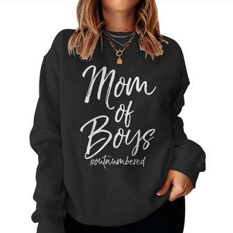 Cute Mother's Day From Sons Mom Of Boys Outnumbered Women Sweatshirt - Thegiftio UK