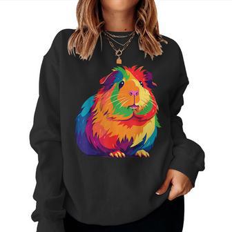 Cute Rainbow Guinea Pig For Guinea Pig Lovers Women Sweatshirt - Monsterry DE