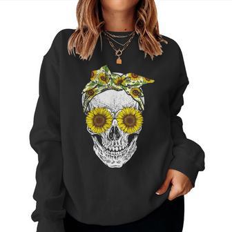 Cute Sunflower Floral Skull Flowers Lover Women Sweatshirt - Thegiftio UK