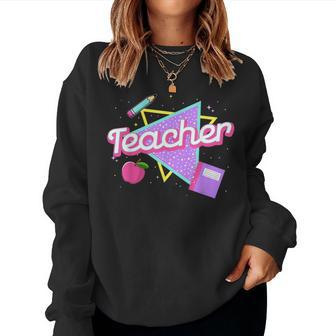 Cute Teacher 80'S 90'S Style Retro Old School Teacher Women Sweatshirt - Monsterry