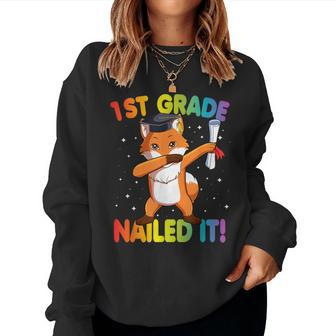 Dabbing Fox 1St Grade Graduation Nailed It Dab Dance Women Sweatshirt - Monsterry