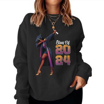 Dabbing Graduation Class Of 2024 Woman Black Graduation Women Sweatshirt - Seseable