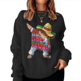 Dabbing Mexican Poncho Cinco De Mayo Dab Sombrero Women Sweatshirt - Monsterry CA
