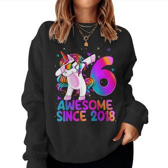 Dabbing Unicorn 6 Year Old 6Th Birthday Girl Unicorn Party Women Sweatshirt - Seseable