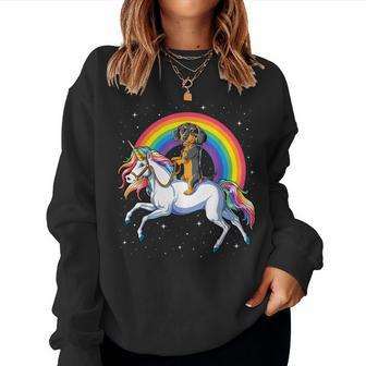 Dachshund Unicorn T Girls Space Galaxy Rainbow Dog Women Sweatshirt - Thegiftio UK