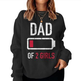 Dad Of 2 Two Girls Low Battery For Father's Day Women Sweatshirt - Monsterry