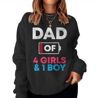 Dad Of 4 Girls And 1 Boy Battery Low Daddy Father's Day Women Sweatshirt - Monsterry CA