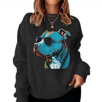 Dad Mom Cool Dog Sunglasses Pitbull Women Sweatshirt - Monsterry AU