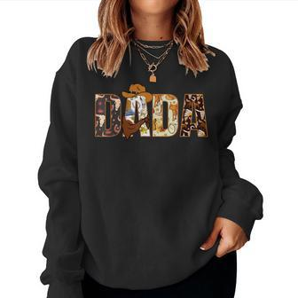 Dada Dad And Mom Birthday Boy Western Rodeo Family Matching Women Sweatshirt - Seseable