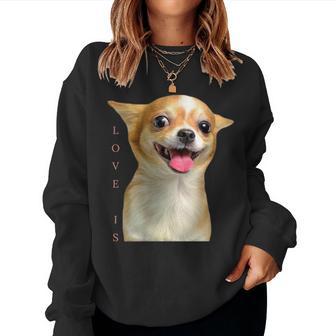 Damen Chihuahua- Für Hunde Mama Papa Liebe Haustier Welpe Chiuauaha T Mit-Ausschnitt Sweatshirt Frauen - Geschenkecke