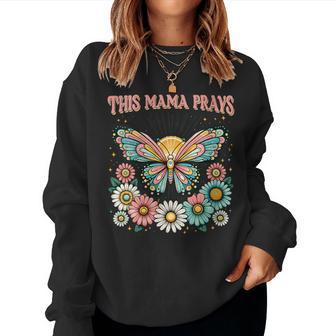 Damen Diese Mama Betet Christian Mommy Faith Zum Muttertag Mit-Ausschnitt Sweatshirt Frauen - Geschenkecke