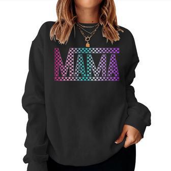 Damen Checkered Mama Colorful Mit-Ausschnitt Sweatshirt Frauen - Geschenkecke