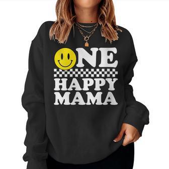 Damen One Happy Dude Mama 1 Geburtstag Familie Matching Mit-Ausschnitt Sweatshirt Frauen - Geschenkecke