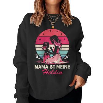 Damen Witzige Mom Muttertag Sprüche Tochter Mama Ist Meine Heldin Raglan Sweatshirt Frauen - Geschenkecke