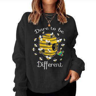Dare To Be Different Bee Puzzle Cool Autism Awareness Women Sweatshirt - Monsterry