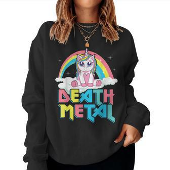 Death Metal Rainbow Unicorn Heavy Metal Women Sweatshirt - Thegiftio UK