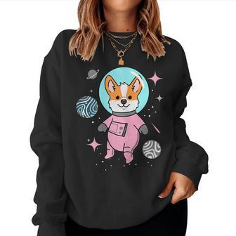 Demigirl Corgi In Space Demigirl Pride Women Sweatshirt - Monsterry