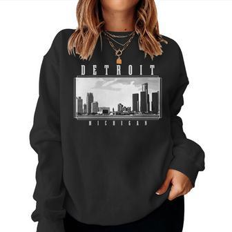 Detroit Skyline Michigan Pride Vintage Detroit Women Sweatshirt - Monsterry