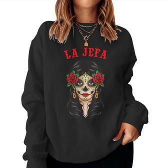 Dia De Los Muertos La Jefa Catrina Ladies Day Of Dead Women Sweatshirt - Seseable