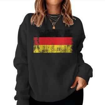 Distressed German Banner Fan Germany Flag Retro Vintage Women Sweatshirt - Monsterry DE