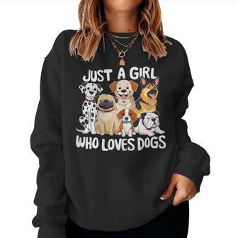 Dog Lover Just A Girl Who Loves Dogs Women Sweatshirt - Seseable