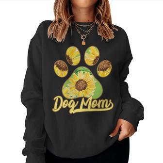 Dog Mom Paw Sunflower Pattern Women Sweatshirt - Monsterry DE