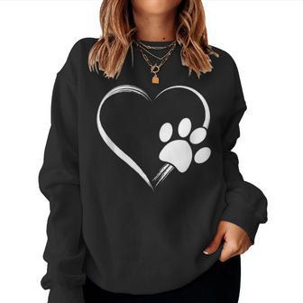 Dog Paw Print Heart For Mom For Dad Women Sweatshirt - Monsterry AU