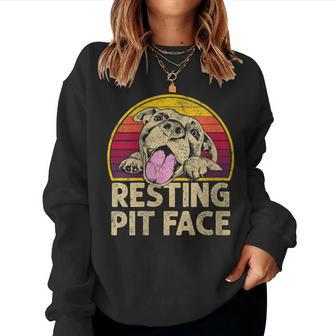 Dog Pitbull Resting Pit Face For Pitbull Lovers Women Sweatshirt - Monsterry