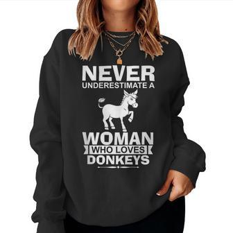 Donkey Lover Never Underestimate A Woman Who Women Sweatshirt - Thegiftio UK