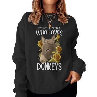 Donkey Lovers Girl Just A Girl Who Loves Donkeys Women Sweatshirt - Monsterry UK