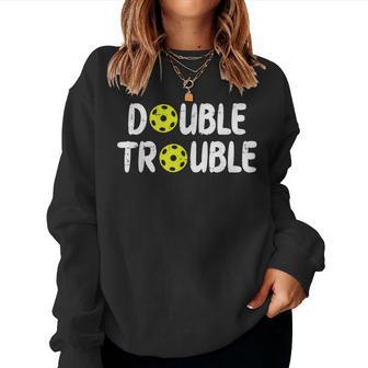 Double Pickleball Trouble Pickle Ball Matching Kid Women Sweatshirt - Monsterry UK