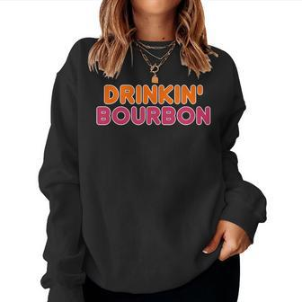 Drinking Bourbon Whiskey Donut Style Women Sweatshirt - Monsterry DE