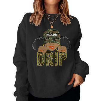 Drip Black Woman Love To Shop Camo Women Sweatshirt - Seseable