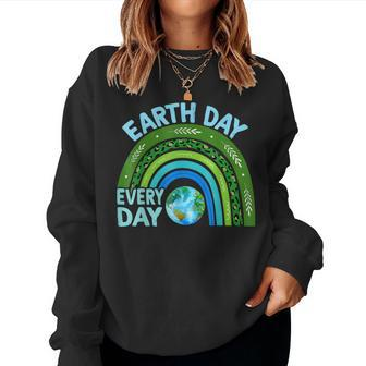 Earth Day Every Day Rainbow Earth Day Awareness Planet Women Sweatshirt | Mazezy DE
