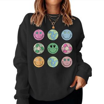 Earth Day Everyday Groovy Face Recycle Save Our Planet Women Sweatshirt - Monsterry AU