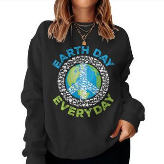 Earth Day Everyday Peace Earth Animals Teacher Women Sweatshirt - Seseable