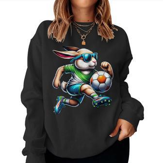 Easter Bunny Soccer Player Rabbit Egg Boys Girls Women Sweatshirt | Mazezy