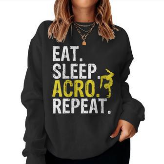 Eat Sleep Acro Repeat Acrobat Gymnastics Women Sweatshirt - Monsterry