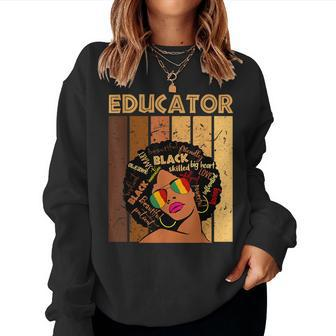 Educator Afro African American Black History Month Women Sweatshirt - Thegiftio UK